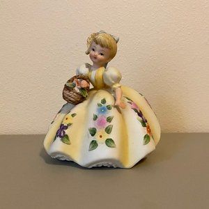 Vintage Lefton Girl in Yellow Dress Figurine